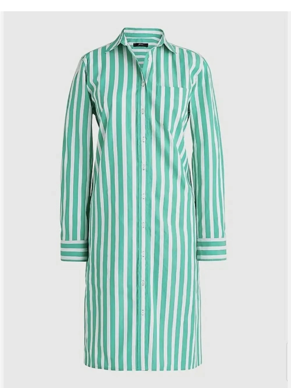 J. Crew Green stripped button down dress / cover-up Small